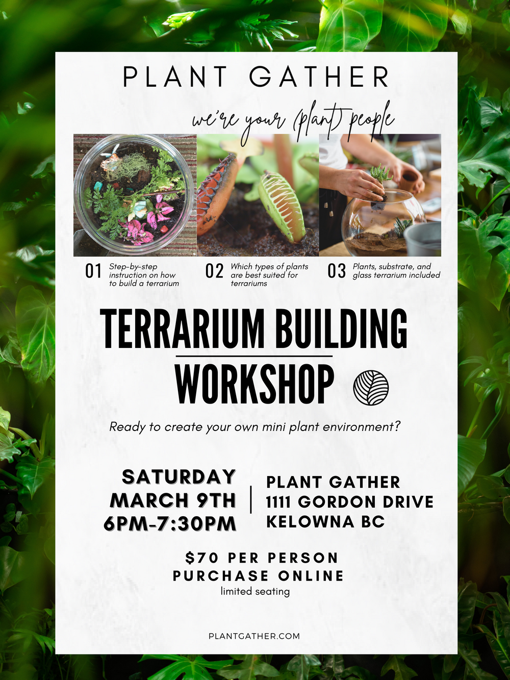 Terrarium Building Workshop - March 9th @ 6PM