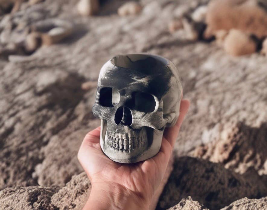 Concrete Skull Planter