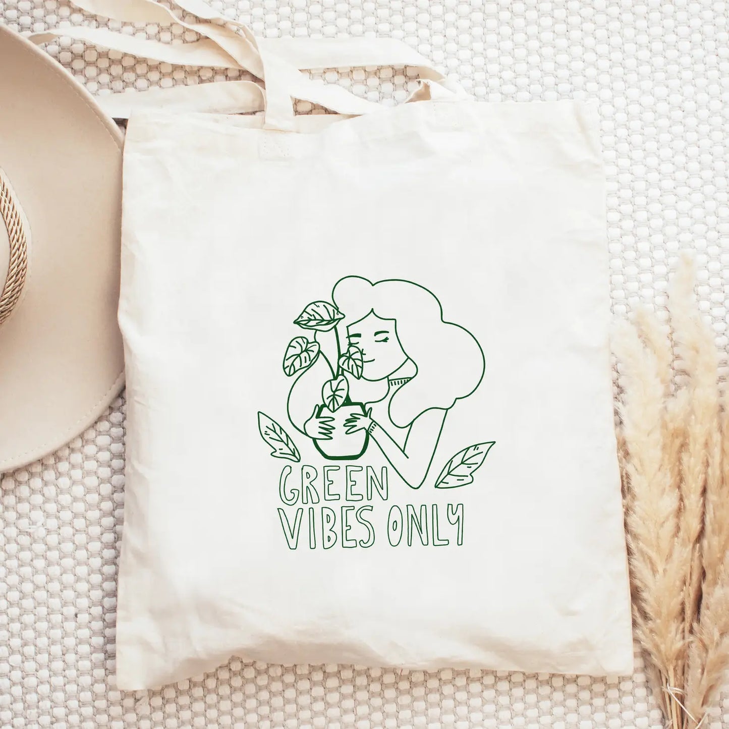 
                  
                    Green Vibes Only Tote Bag | Cotton Market Bag
                  
                