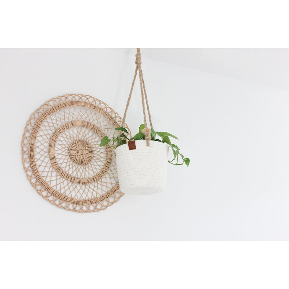 
                  
                    Boho Cotton Rope Hanging Planter Basket with Leather Accent 5"
                  
                